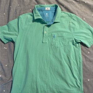 johnnie-O Green Striped Kids Polo Shirt size 10